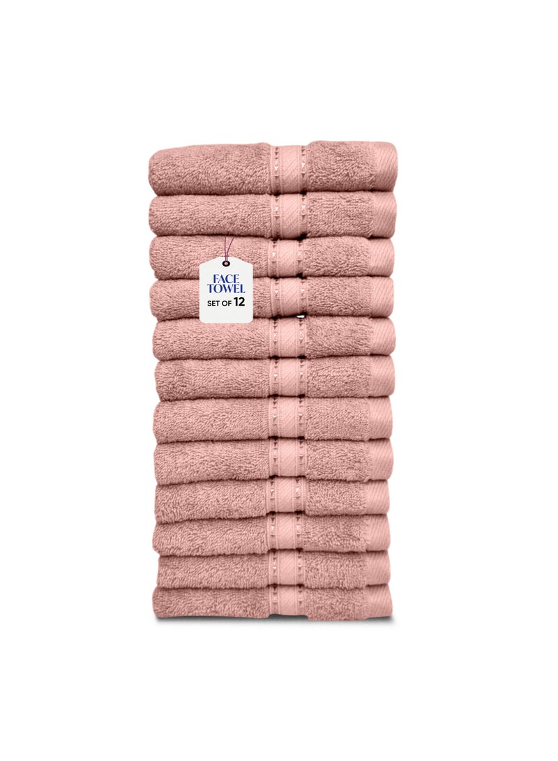 كاسينو Kassino Jumbo Face Towel (12 Pack, 33x33 cm) - 580 GSM Large Face Towels,100% Combed Cotton, Soft & Quick-Dry Towels, Highly Absorbent, Double Stitched Hotel Quality Towels | Evening Sand - Image 1