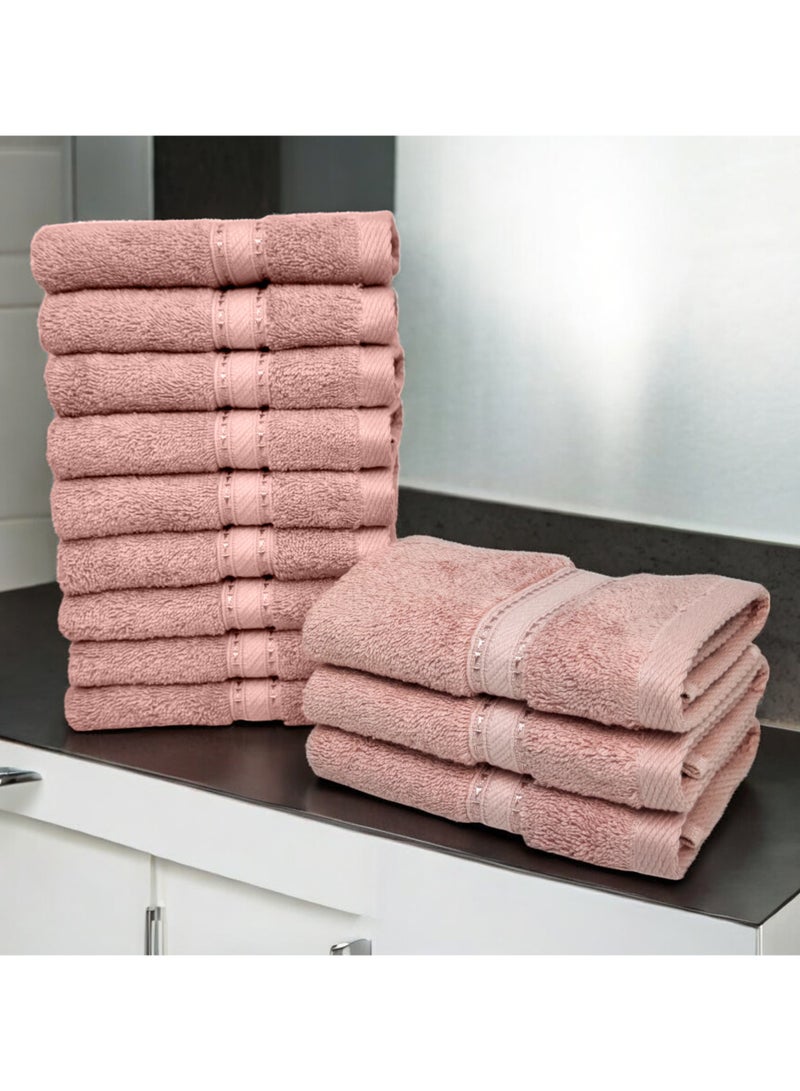 كاسينو Kassino Jumbo Face Towel (12 Pack, 33x33 cm) - 580 GSM Large Face Towels,100% Combed Cotton, Soft & Quick-Dry Towels, Highly Absorbent, Double Stitched Hotel Quality Towels | Evening Sand - Image 2