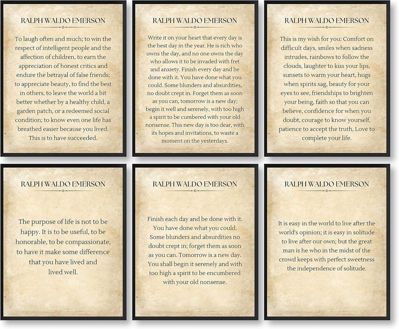 97 Decor Ralph Waldo Emerson Quotes Wall Art - Inspirational Literary Quotes Wall Decor, Finish Each Day Success Quote Literary Posters, Ralph Waldo Emerson Poem Prints for Classroom (8x10 UNFRAMED) - Image 1