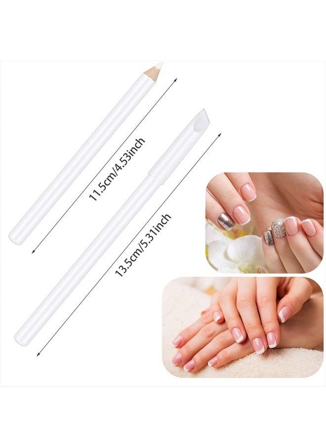 Blulu - 12 Pieces White Nail Pencil 2-in-1 Nail Whitening Pencils French Nail Design Pencils with Cuticle Pusher for DIY Nail Design Manicure Supplies - Image 1