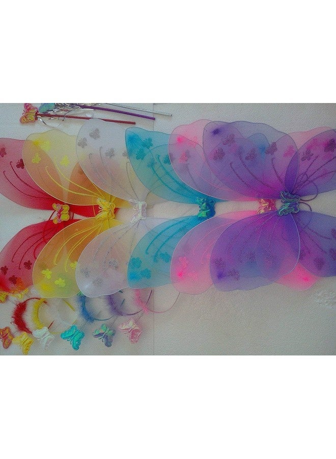 رويالز أجنحة الفراشة الجنية الملكية (مزيج من ٣ ألوان) | زي لحفلات أعياد ميلاد البنات | هدية حفلات للأطفال | زي جناح الجنية | ملاك الجنية، متعدد الألوان - Image 2