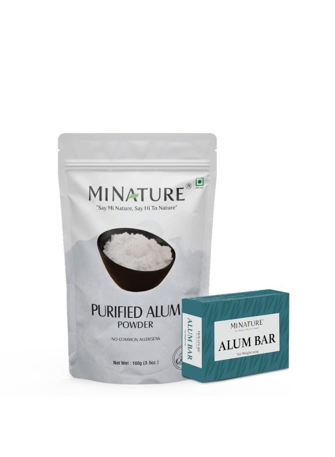 minature Combo of Alum Powder (100g) & Alum Bar (Phitkari) (100g) | Alum Stone (Fitkari) | Only Alum | Nothing Added| Pure & Natural| Cruelty free - Image 1