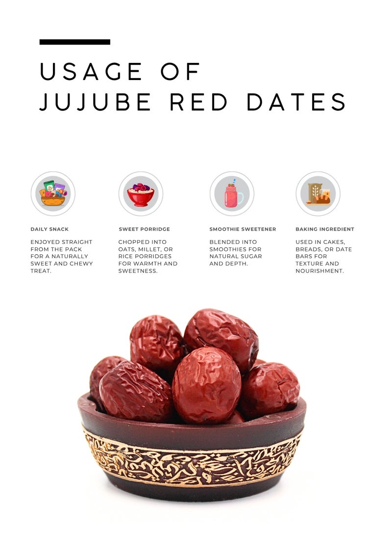 AWAFI MILL Jujube (Red Dates) | Dried Chinese Dates • Whole Fruits for Tea, Soups, Desserts and Snacking | Naturally Sweet, Chewy Texture - 100 g | 3.5 Oz - Image 3