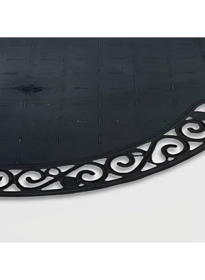 دواسة باب منزل نصف دائرية بتصميم زخرفي أنيق، مضادة للانزلاق وسهلة التنظيف باللون الجملي - Image 4