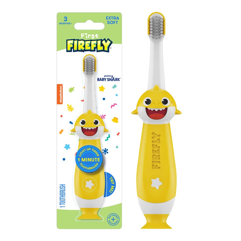 FIREFLY First Firefly Training Light Up Toothbrush, Baby Shark, Yellow - Image 1