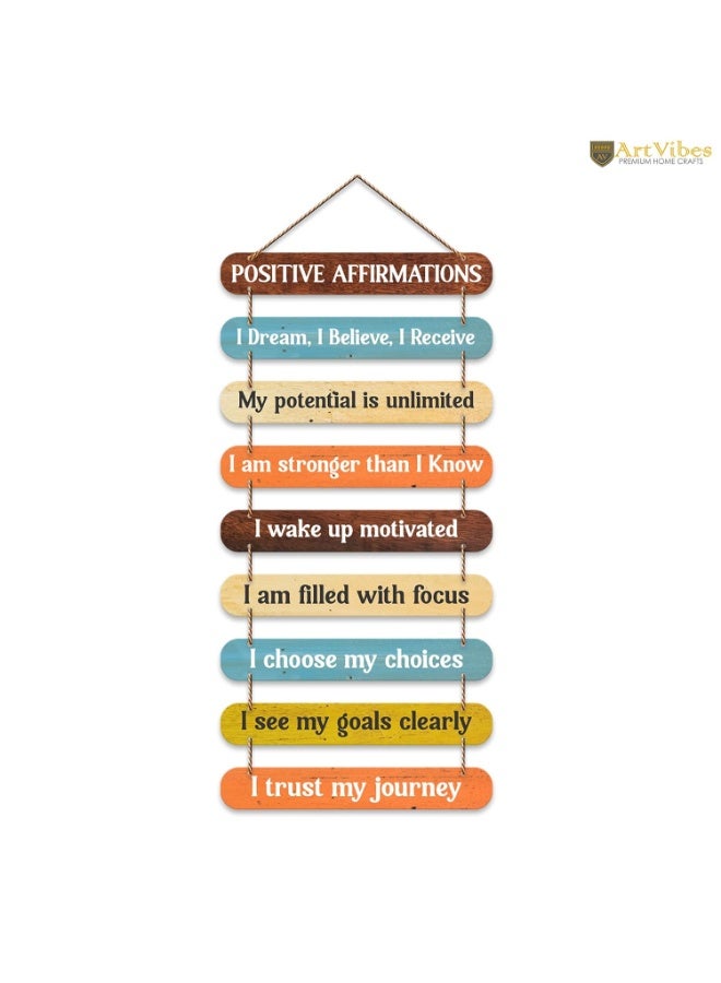 Artvibes Positive Affirmations Printed Wooden Wall Hanging for Home Decorative Items | Living Room | Gifts | Wall Artwork For Hall Decor | Modern Wall Decorative Accessories for Decoration (WH_9314N) - Image 1