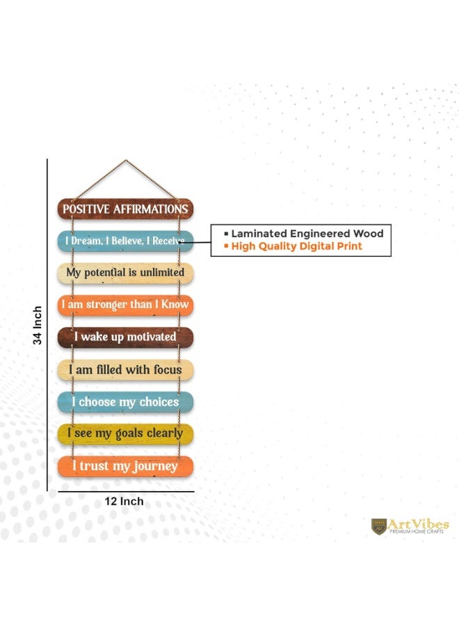 Artvibes Positive Affirmations Printed Wooden Wall Hanging for Home Decorative Items | Living Room | Gifts | Wall Artwork For Hall Decor | Modern Wall Decorative Accessories for Decoration (WH_9314N) - Image 2