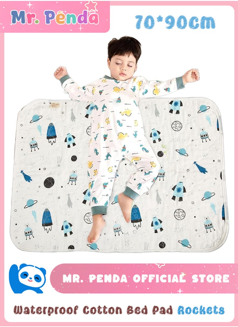 Mr. Penda Potty Training Bed Pad, Waterproof Diaper Pad with Anti Slip, Design Washable Crib Mattress Sheets Reusable Waterproof Bed, Wetting Protector Mat for Kids Toddlers Children 70 X 90cm  - Image 1