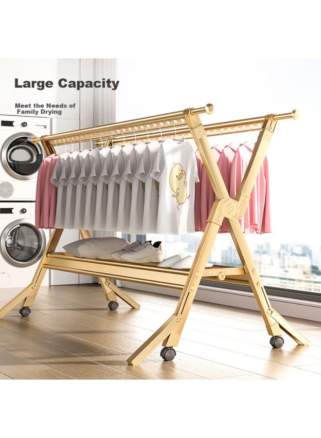 Hkg Clothes Drying Rack, Floor-standing Aluminum Alloy Foldable Extendable Indoor Balcony Household Clothes Drying And Quilt Drying Tool, Clothes Hanger - Image 4