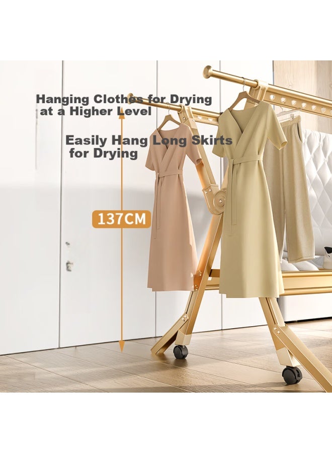 Hkg Clothes Drying Rack, Floor-standing Aluminum Alloy Foldable Extendable Indoor Balcony Household Clothes Drying And Quilt Drying Tool, Clothes Hanger - Image 2