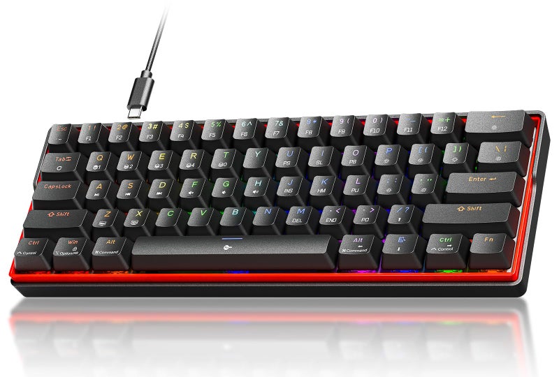 KEMOVE K61SE Gaming Mechanical Keyboard, 60 Percent Wired RGB Backlit N-Key Rollover Compact Mini 61 Keys Keyboard for PC Laptop, Red Switch - Image 1