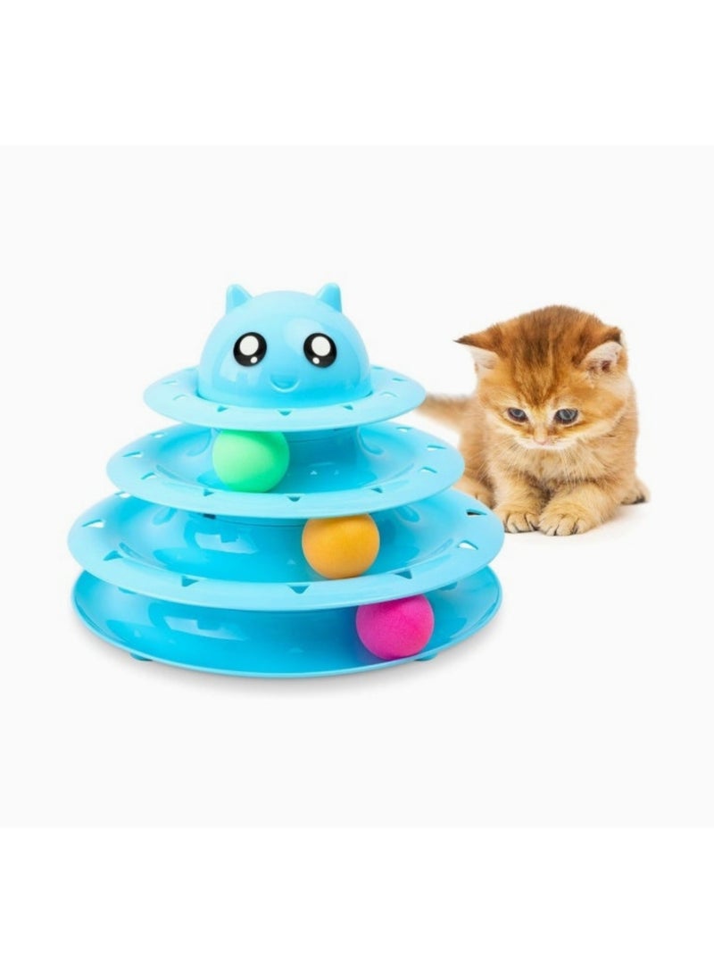Cat Toy Roller 3-Level Turntable Cat Toys Balls with Three Colorful Balls Interactive