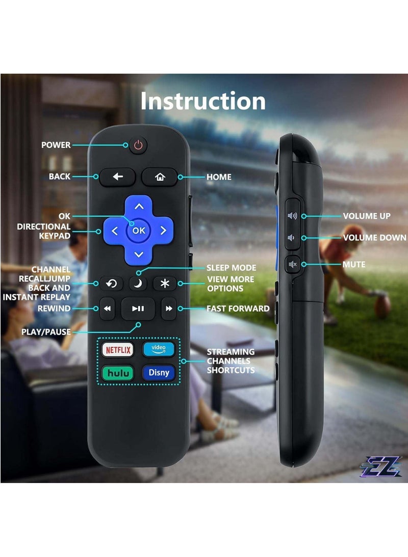 ELTRAZONE (2-Pack) Replacement Remote Control for Roku TV Compatible with Roku Built-in TCL/LG/Hisense/Philips/Sharp/Onn/Insignia/Element TV 【Not for Roku Stick and Box】with battery - Image 2