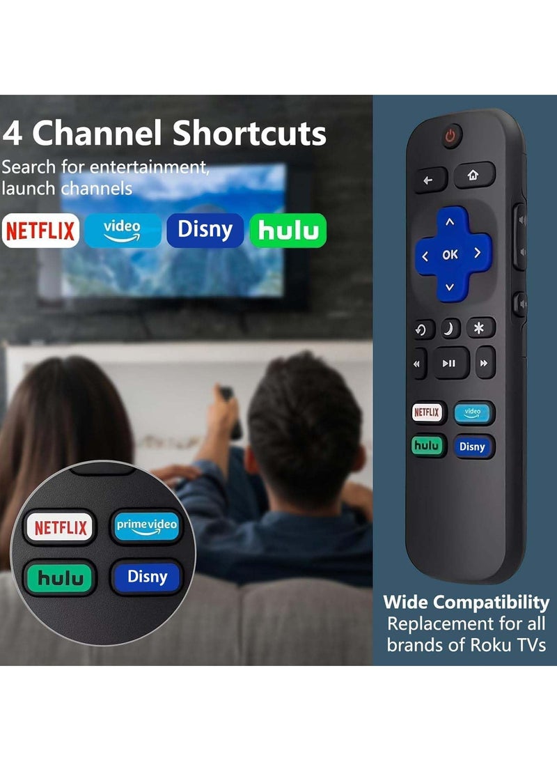 ELTRAZONE (2-Pack) Replacement Remote Control for Roku TV Compatible with Roku Built-in TCL/LG/Hisense/Philips/Sharp/Onn/Insignia/Element TV 【Not for Roku Stick and Box】with battery - Image 3