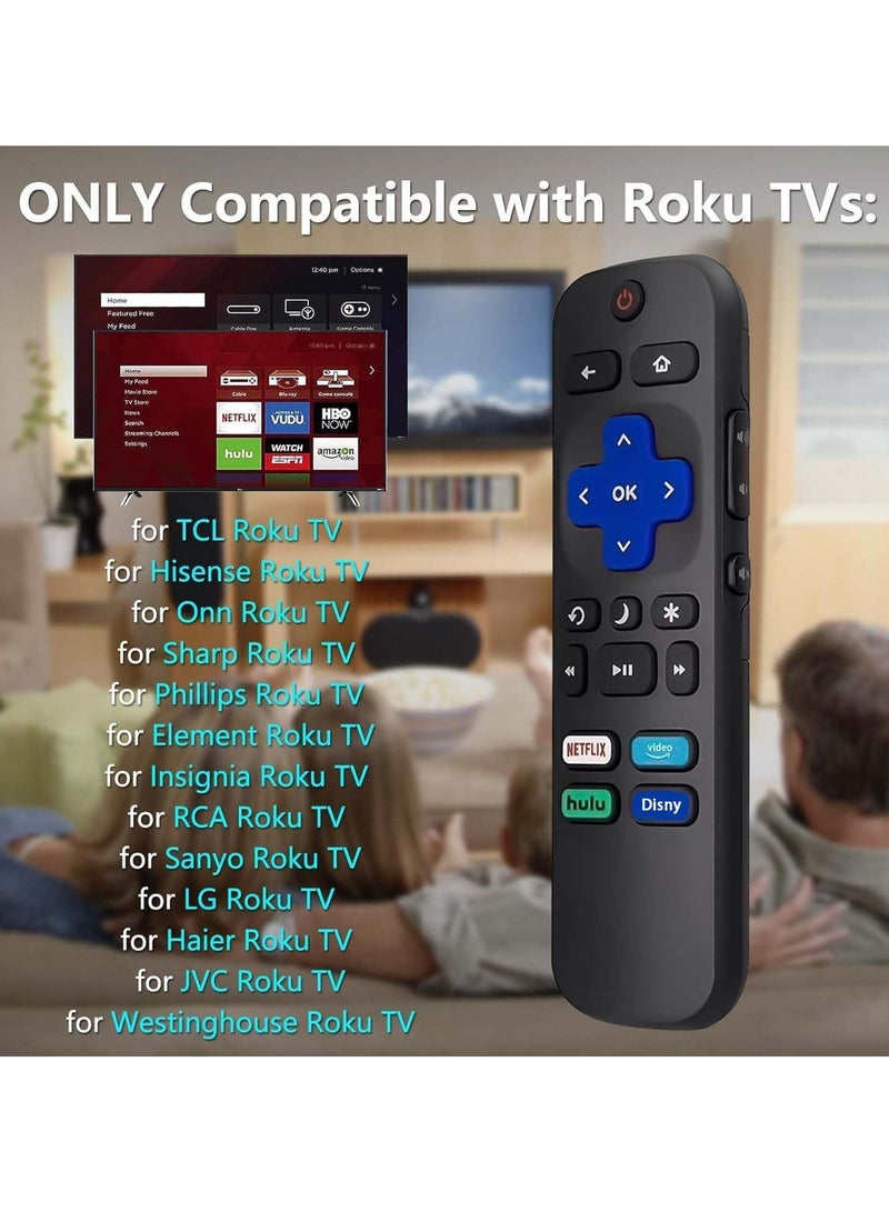 ELTRAZONE (2-Pack) Replacement Remote Control for Roku TV Compatible with Roku Built-in TCL/LG/Hisense/Philips/Sharp/Onn/Insignia/Element TV 【Not for Roku Stick and Box】with battery - Image 4