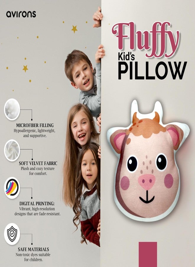 Avirons Adorable Cow Face Pillow - Soft and Cuddly! Perfect for Kids to Play, nap, or Snuggle, This Cute Pillow adds Farmyard Fun to Their Day. - Image 4