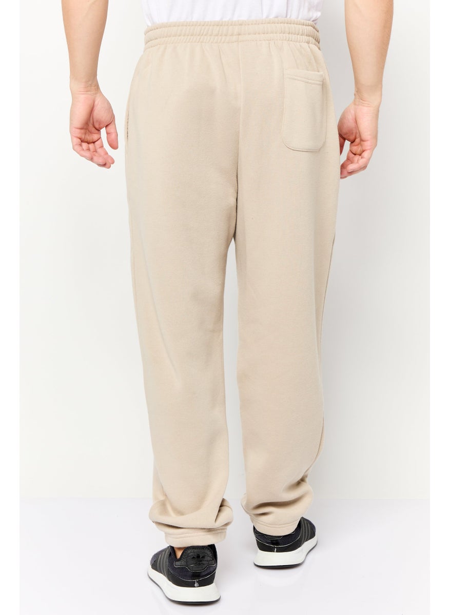 Core Elements Men Brand Logo Sweatpants, Beige  - Image 4