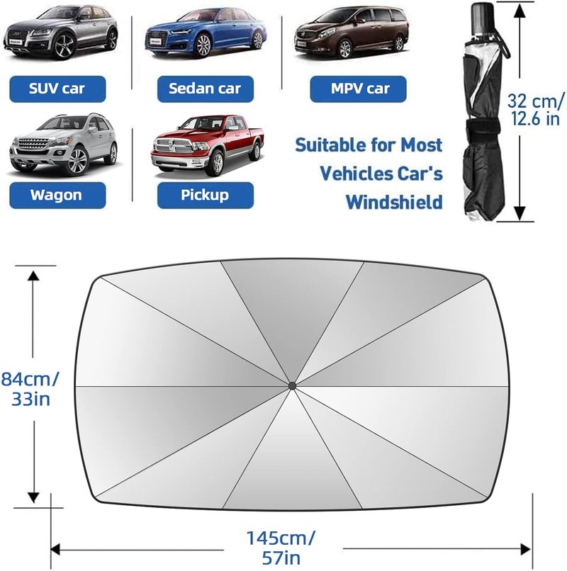 Jasvic Car Windshield Sun Shade Umbrella - Foldable UV Block Sunshade for Cars and SUVs - Image 5