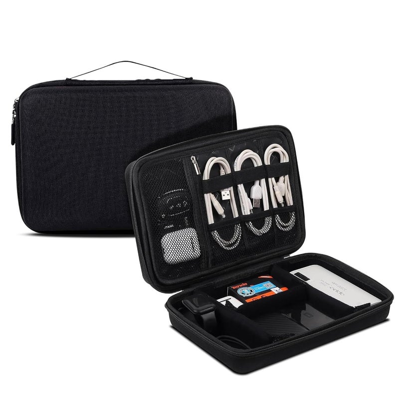 GadgetBite Hard Travel Electronic Organizer EVA Case for MacBook Power Adapter Chargers Cables Power Bank Magic Mouse Hard Drive USB Flash Disk SD Card Small Portable Accessories Bag -Black - Image 1