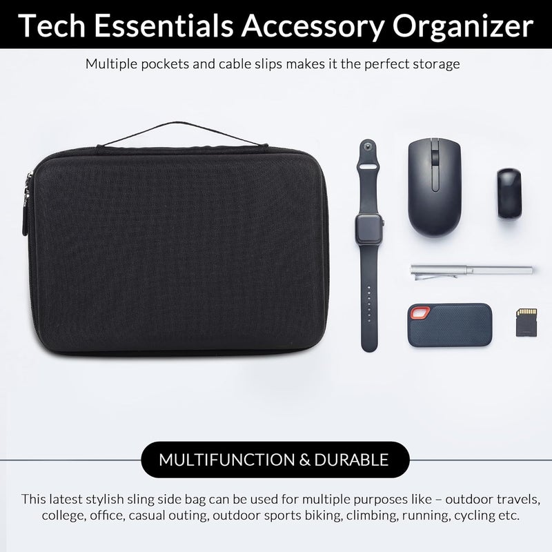 GadgetBite Hard Travel Electronic Organizer EVA Case for MacBook Power Adapter Chargers Cables Power Bank Magic Mouse Hard Drive USB Flash Disk SD Card Small Portable Accessories Bag -Black - Image 3