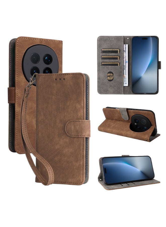 غطاء فليب لهاتف Honor Magic 8 Pro مع حبل قابل للفصل - مانع لتقنية RFID، غطاء من جلد PU على شكل محفظة يوفر حماية كاملة للصدمات ويحتوي على فتحات للبطاقات - Image 1