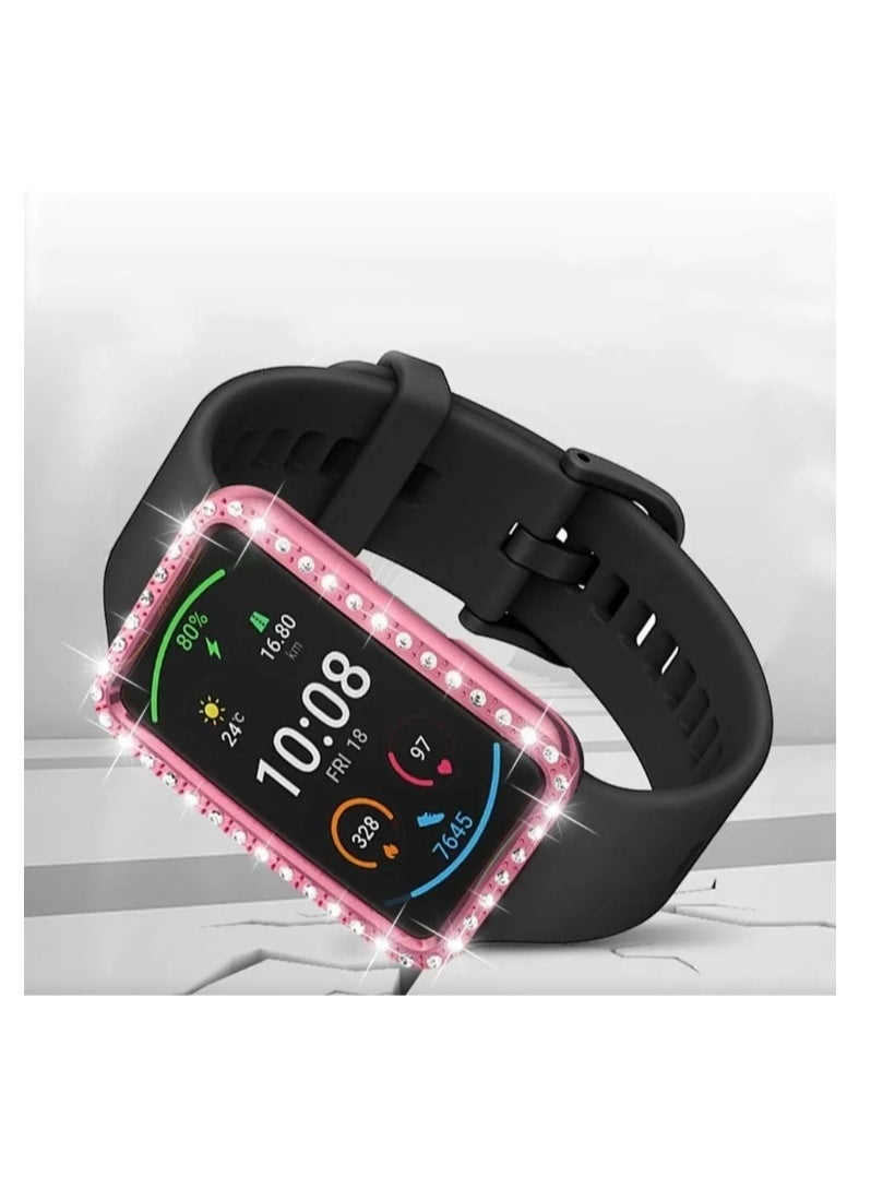 Protective Case Compatible with Huawei Band 9/8 Smart Watch Anti-Fall Hard PC No Screen Protective Cover Replacement for Huawei Band 9/8 Smartwatch Accessories (Pink) - Image 2