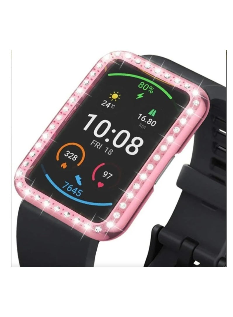 Protective Case Compatible with Huawei Band 9/8 Smart Watch Anti-Fall Hard PC No Screen Protective Cover Replacement for Huawei Band 9/8 Smartwatch Accessories (Pink) - Image 3