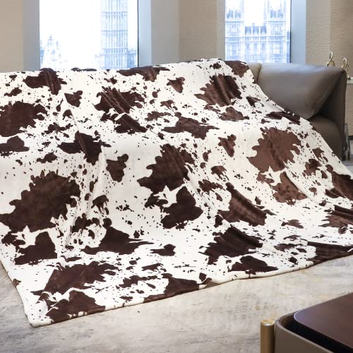 SEEGU Fleece Blanket King Size, Oversized Soft Plush Cow Print Throw, Full Size Blankets for Bed Couch, Lightweight Cute Country Home Decor, All-Season Cozy Gifts for Adults Couples 90"x108" - Image 1