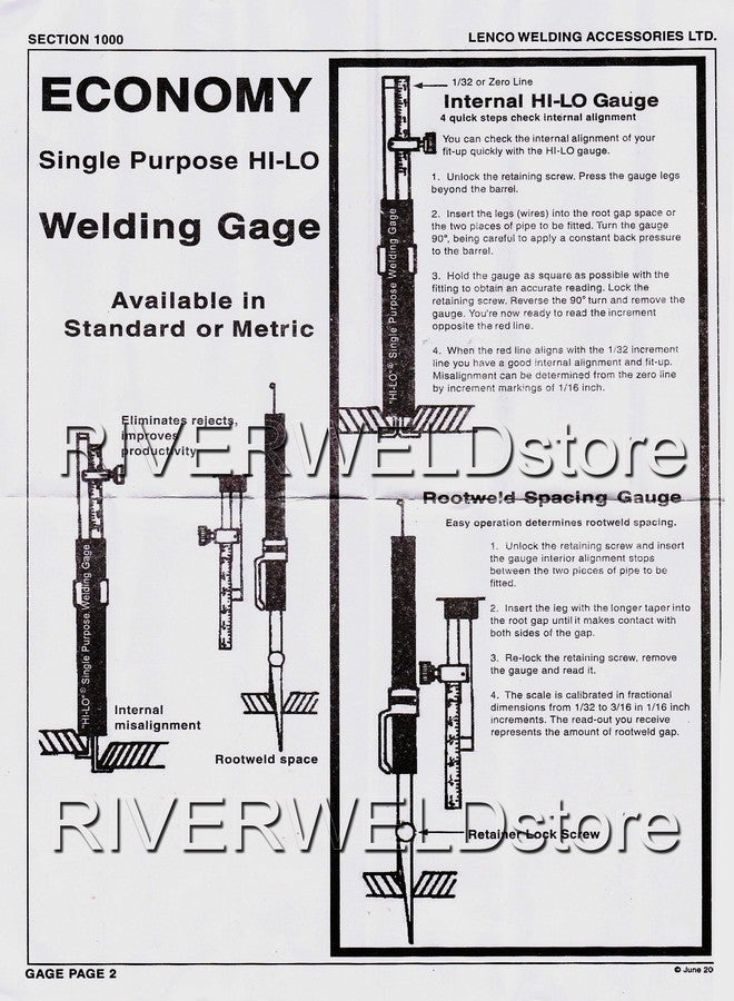 RIVERWELD Hi-lo Welding Gauge Gage Internal Single Purpose Root Gap Inch - Image 5