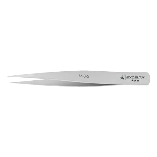 Excelta Stainless Steel Mini Tweezers, Ultra-Fine Straight Point, Compact 2.75" Length, Ideal for High Magnification Work, Precision Handling, Professional - Image 1