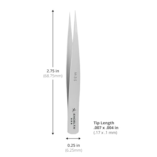 Excelta Stainless Steel Mini Tweezers, Ultra-Fine Straight Point, Compact 2.75" Length, Ideal for High Magnification Work, Precision Handling, Professional - Image 2