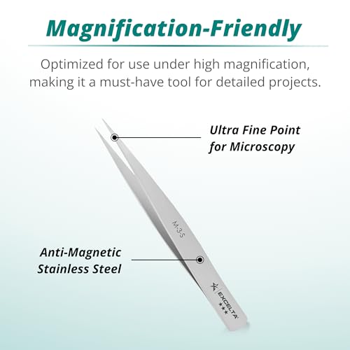 Excelta Stainless Steel Mini Tweezers, Ultra-Fine Straight Point, Compact 2.75" Length, Ideal for High Magnification Work, Precision Handling, Professional - Image 3
