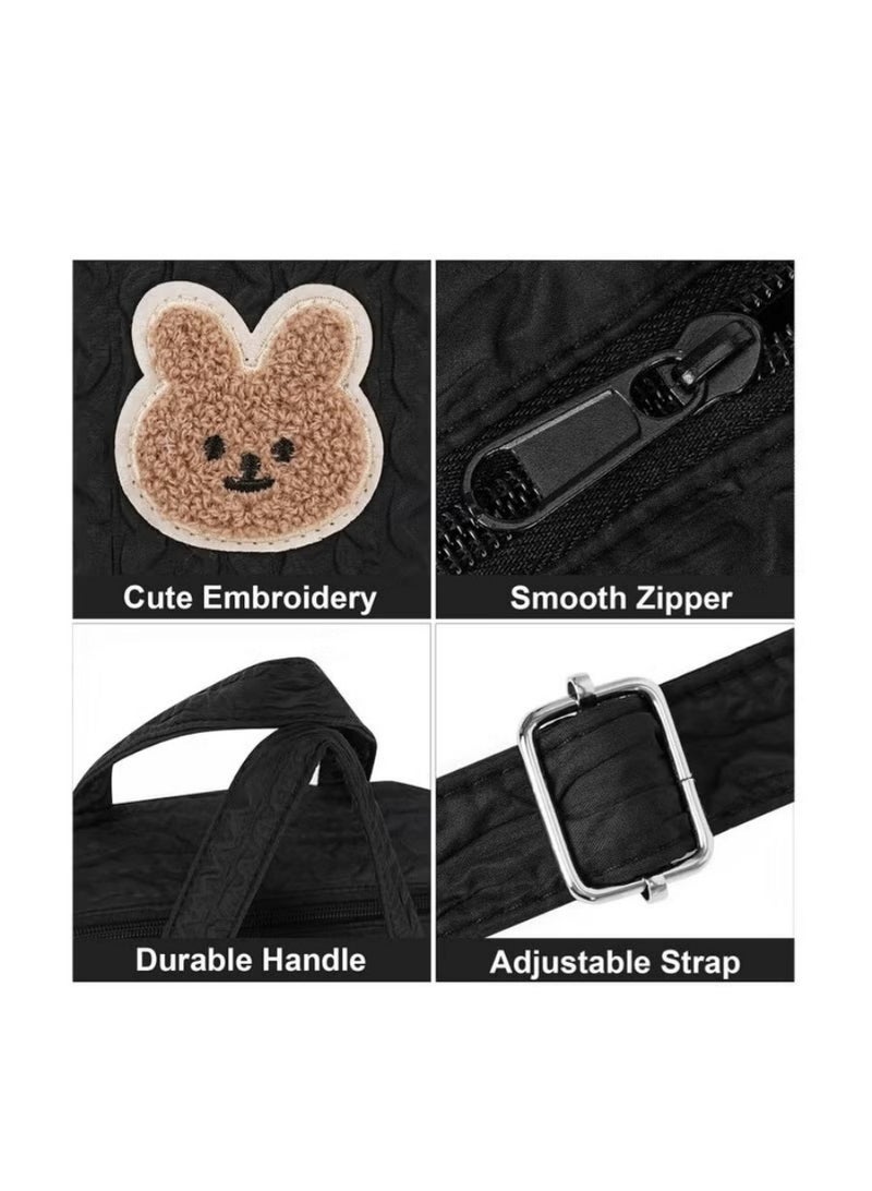 Fashion casual maternal and child bag cute simple mother shoulder bag travel diaper multifunctional maternity bag-black - Image 5