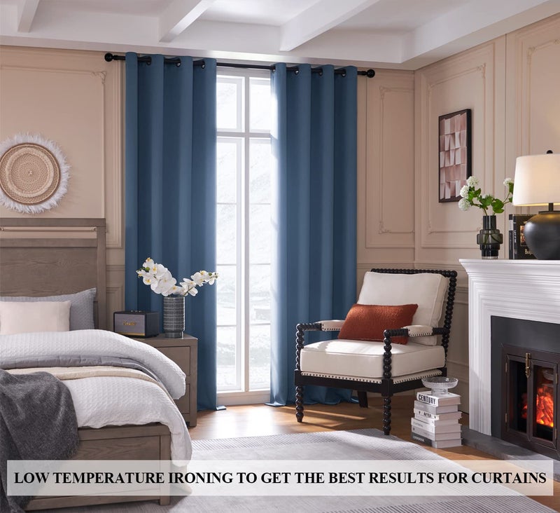 Rutterllow 100% Blackout Curtains  Full Shade Long Complete Drapes for Living Room  Thermal Insulated Bedroom Window Treatment Drapes (2 Panels  Stone Blue  52 x 90 inch) - Image 4