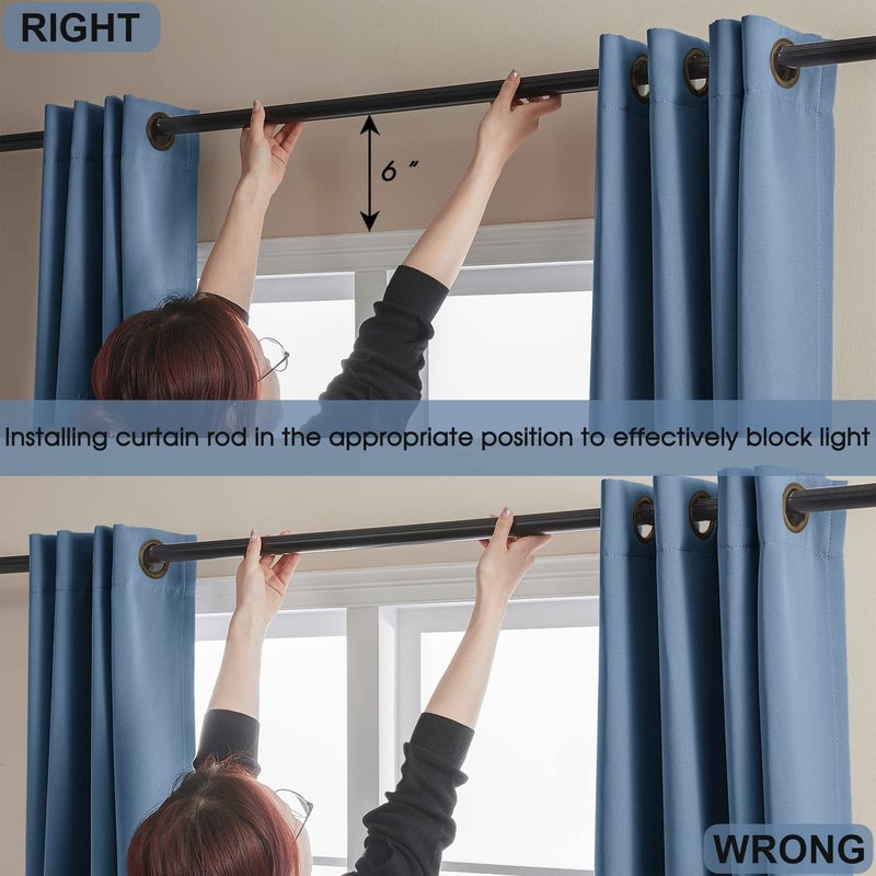 Rutterllow 100% Blackout Curtains  Full Shade Long Complete Drapes for Living Room  Thermal Insulated Bedroom Window Treatment Drapes (2 Panels  Stone Blue  52 x 90 inch) - Image 5