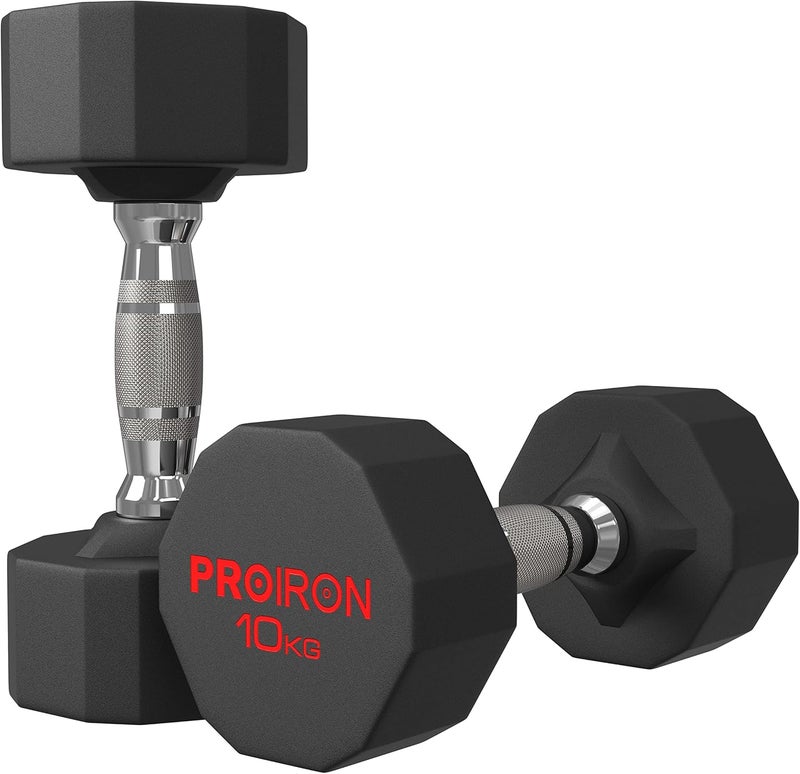 PROIRON أوزان دامتيل مطاطية خالية من الرائحة من برو إيرون، مجموعة أوزان فولاذية للرجال والنساء، صالة رياضية منزلية 3 كجم 5 كجم 8 كجم 10 كجم 12 كجم 16 كجم 20 كجم 24 كجم، معدات تدريب لياقة بدنية (زوج أو فرد) - Image 1
