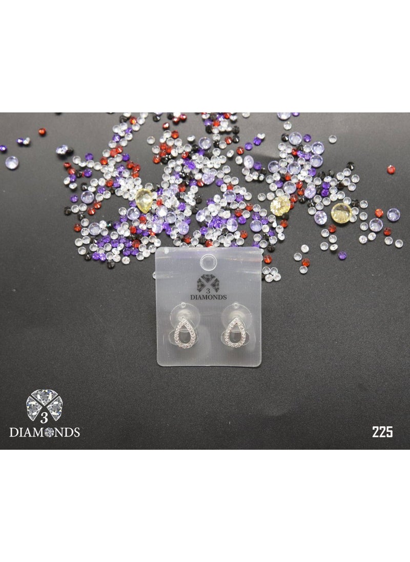 3Diamonds - 3diamond Platinum Plated Earring For Women Cubic Zircon Stone - Image 1