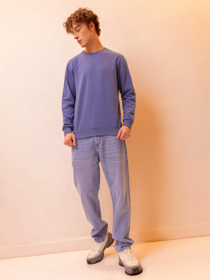 بيونغ سويتشيرت رجالي بنفسجي داكن سادة