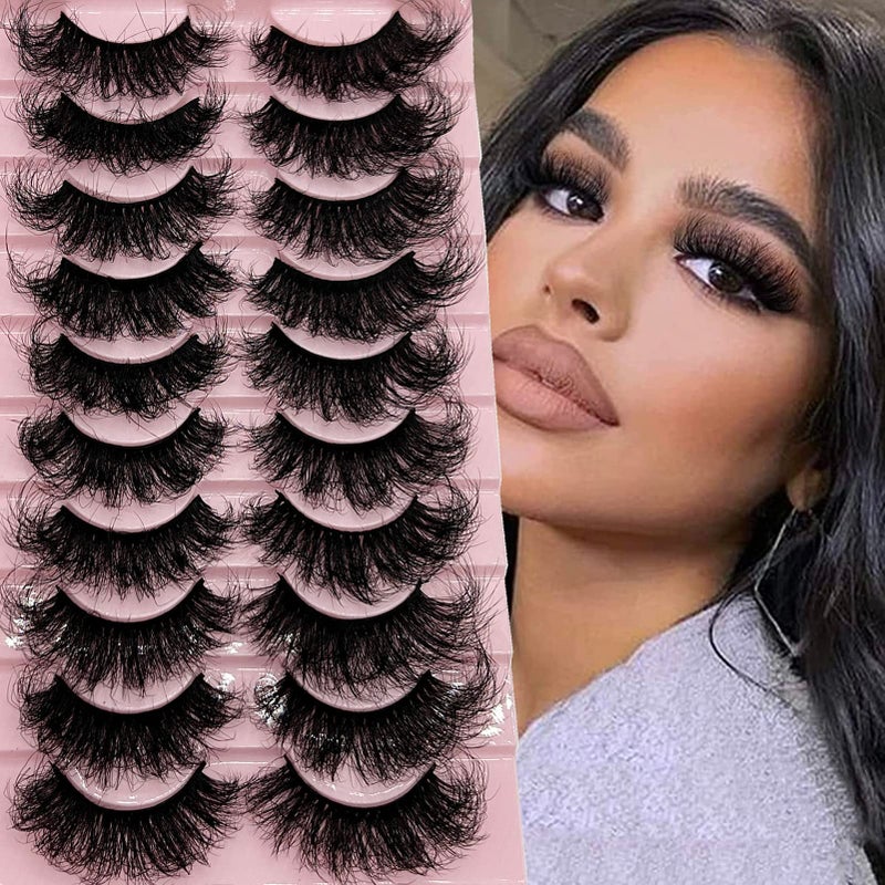 TIKILEY Mink Lashes Fluffy Wispy Eyelashes Mink, 20mm/25mm Long Dramatic D Curl Strip Lashes Cat Eye 3D Mink Lashes Natural False Eyelashes Pack - Image 1