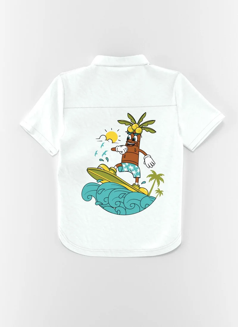 Nautinati Nautinati Boys' Cotton Graphic Printed Shirt and Cargo Shorts with Patch Pockets