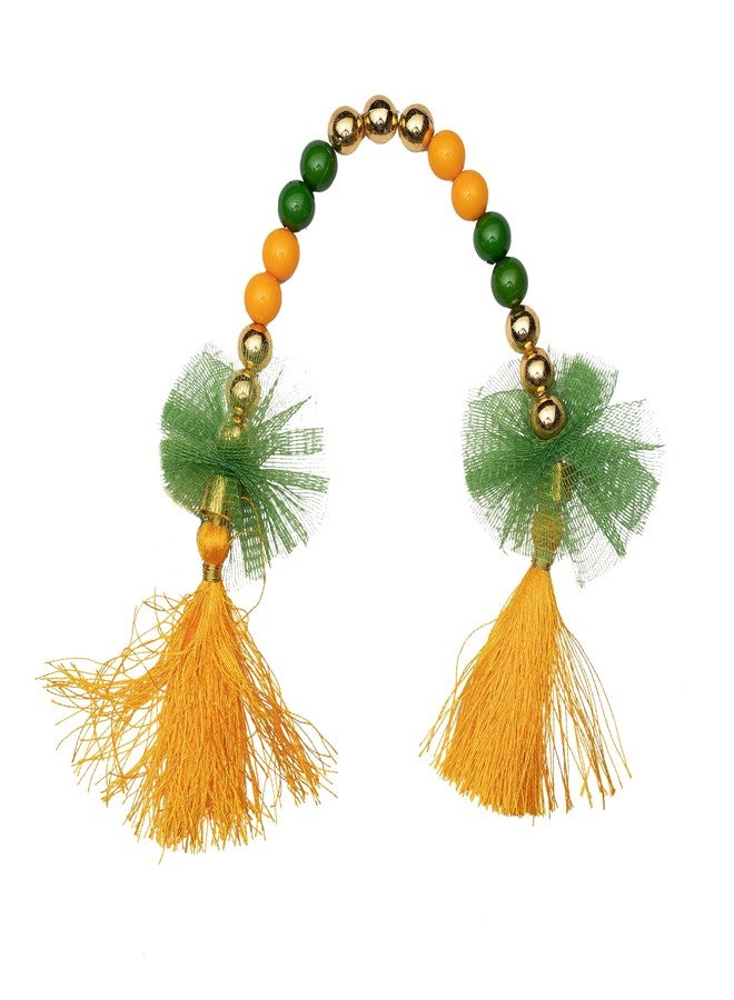 Aditri Creation Yellow & Green Designer God Cloth for Lord Krishan Ladu Laddu Gopal Kanaiya Bal Krishna Handwork Dress Poshak Vastra for Little Metal Idol Statue for Holi Decoration(Size:- 6" Inches) - Image 3