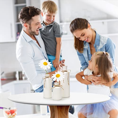 Gunlar 3Pcs Ceramic Vases, Rustic Decorative Flower Vases Set for Modern Farmhouse Decoration, Living Room Centerpieces and Events, Table, Bookshelf, Mantel and Entryway Decor (White) - Image 5