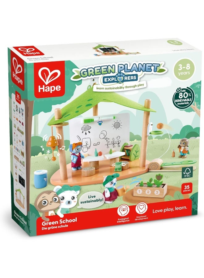 Hape مجموعة لعب دمى مدرسة خضراء من هابي جرين بلانيت (35 قطعة) - Image 1