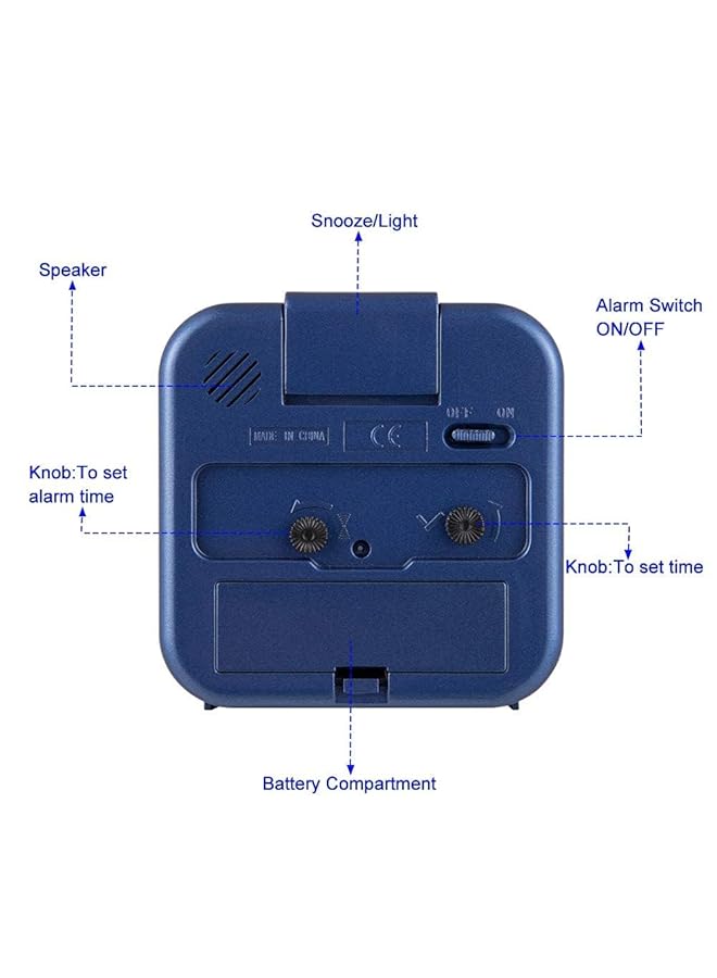 إيروريكس ساعة طاولة تناظرية صغيرة فائقة الهدوء بدون صوت مع منبه مضيء تعمل بالبطارية لغرفة النوم بجانب السرير ورف للمكتب سهل التركيب باللون الأزرق - Image 5