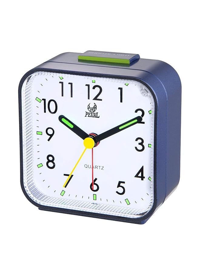 إيروريكس ساعة طاولة تناظرية صغيرة فائقة الهدوء بدون صوت مع منبه مضيء تعمل بالبطارية لغرفة النوم بجانب السرير ورف للمكتب سهل التركيب باللون الأزرق - Image 2