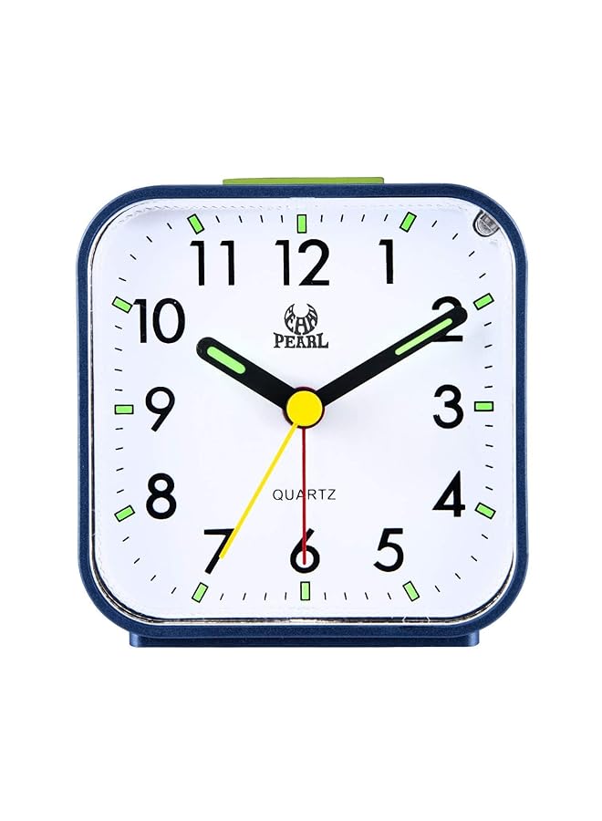 إيروريكس ساعة طاولة تناظرية صغيرة فائقة الهدوء بدون صوت مع منبه مضيء تعمل بالبطارية لغرفة النوم بجانب السرير ورف للمكتب سهل التركيب باللون الأزرق - Image 1