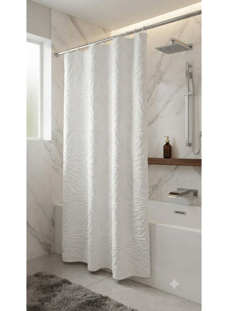 Waterproof White Bathroom Bathtub Shower Curtain - Image 1