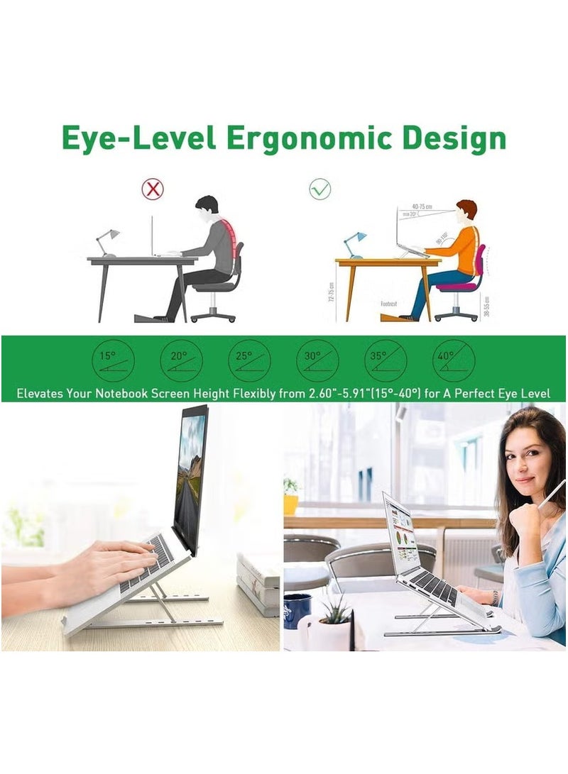 سمايلي حامل كمبيوتر محمول قابل للتعديل 9.49 × 6.69 بوصة فضي - Image 2