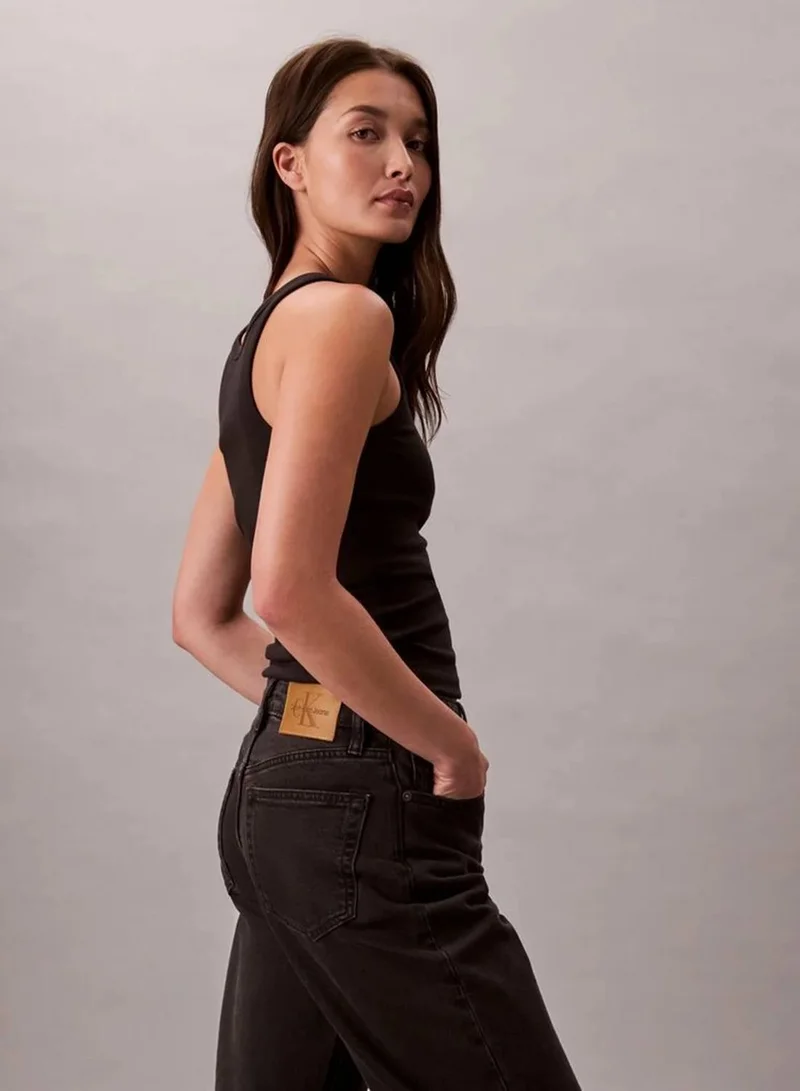 Calvin Klein Jeans CK ESSENTIAL BLACK High Rise Straight Jeans for Women | Best Price UAE
