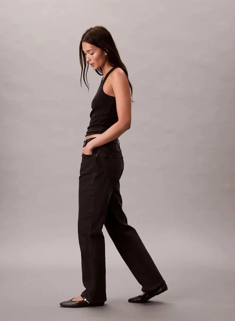 Calvin Klein Jeans CK ESSENTIAL BLACK High Rise Straight Jeans for Women | Best Price UAE